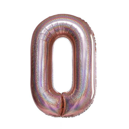 Balloon Foil Number "0" RoseGold Glitter (100cm.)