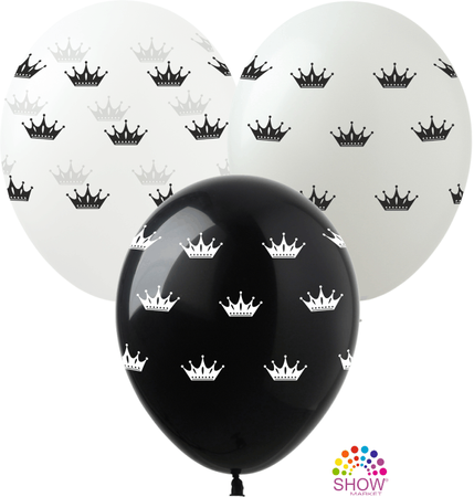 Balloons 12" with print "Silver Crown" (10 pcs.)
